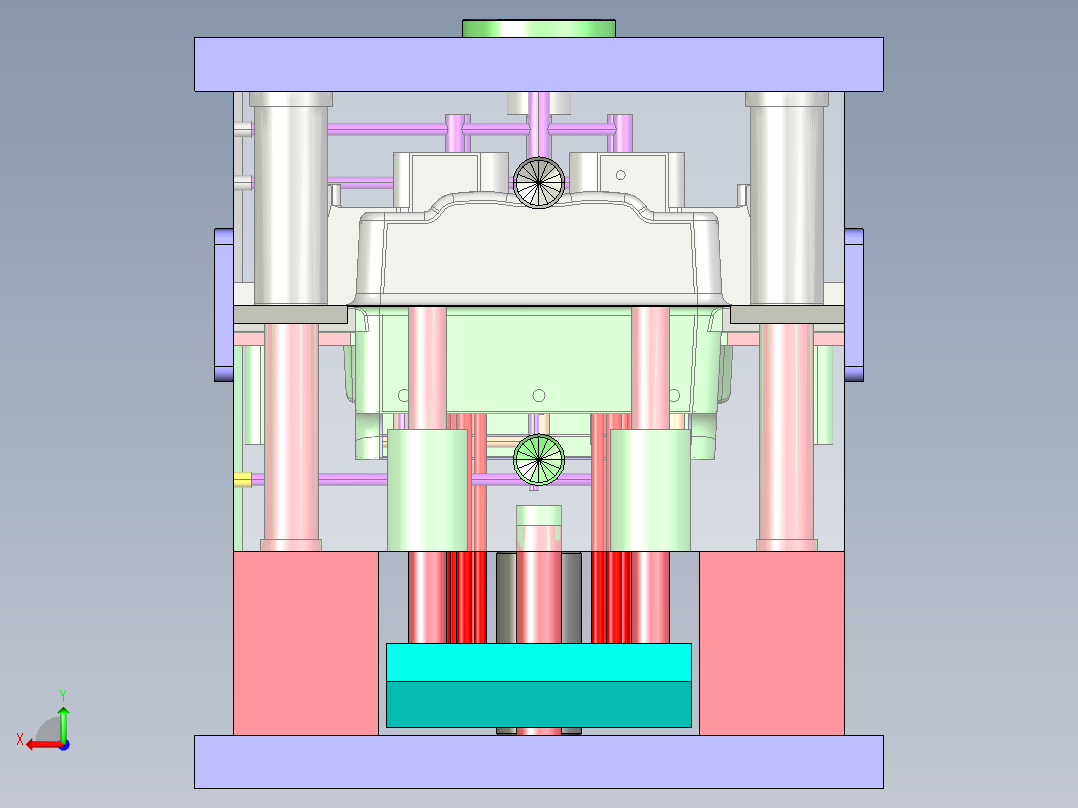 汽车前转向灯壳体全套模具图后视图