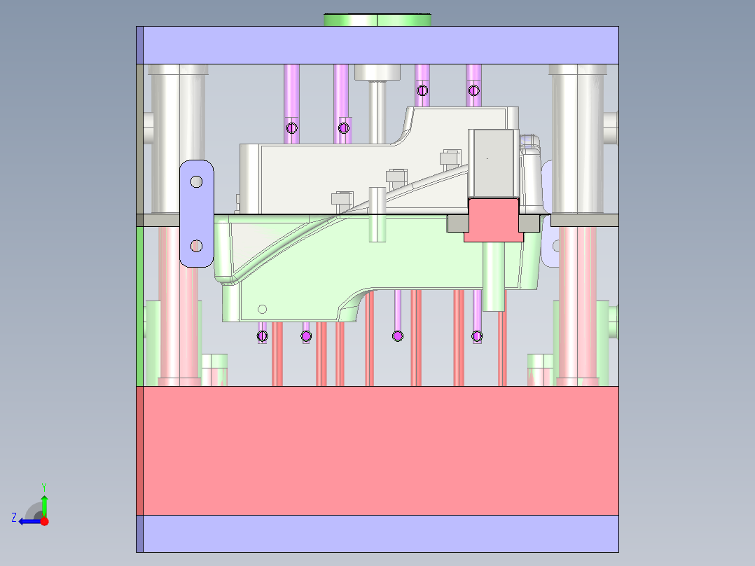 汽车前转向灯壳体全套模具图右视图