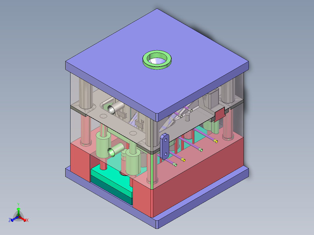 汽车前转向灯壳体全套模具图正等轴测图