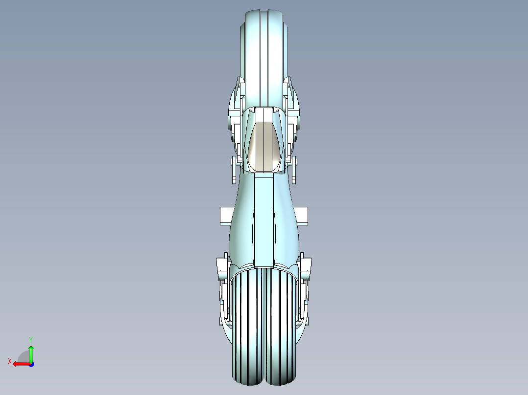 3轮胎概念摩托后视图