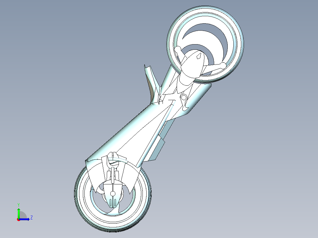 3轮胎概念摩托左视图