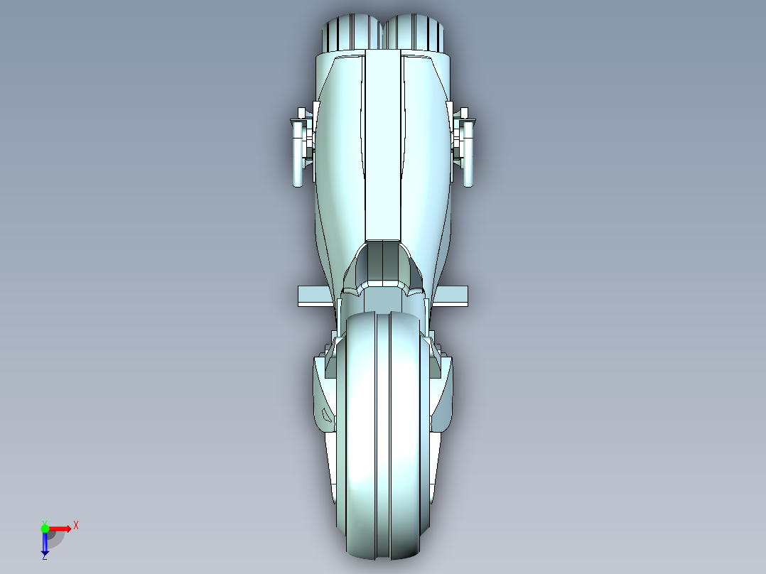 3轮胎概念摩托俯视图