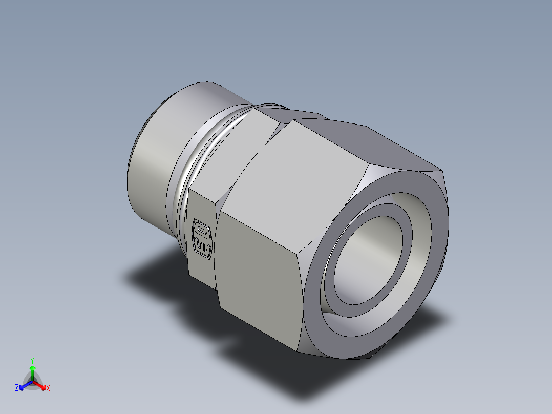 卡套式工业通用硬管接头EO_Swivel_connector_EGEO22LM27x2CF正等轴测图