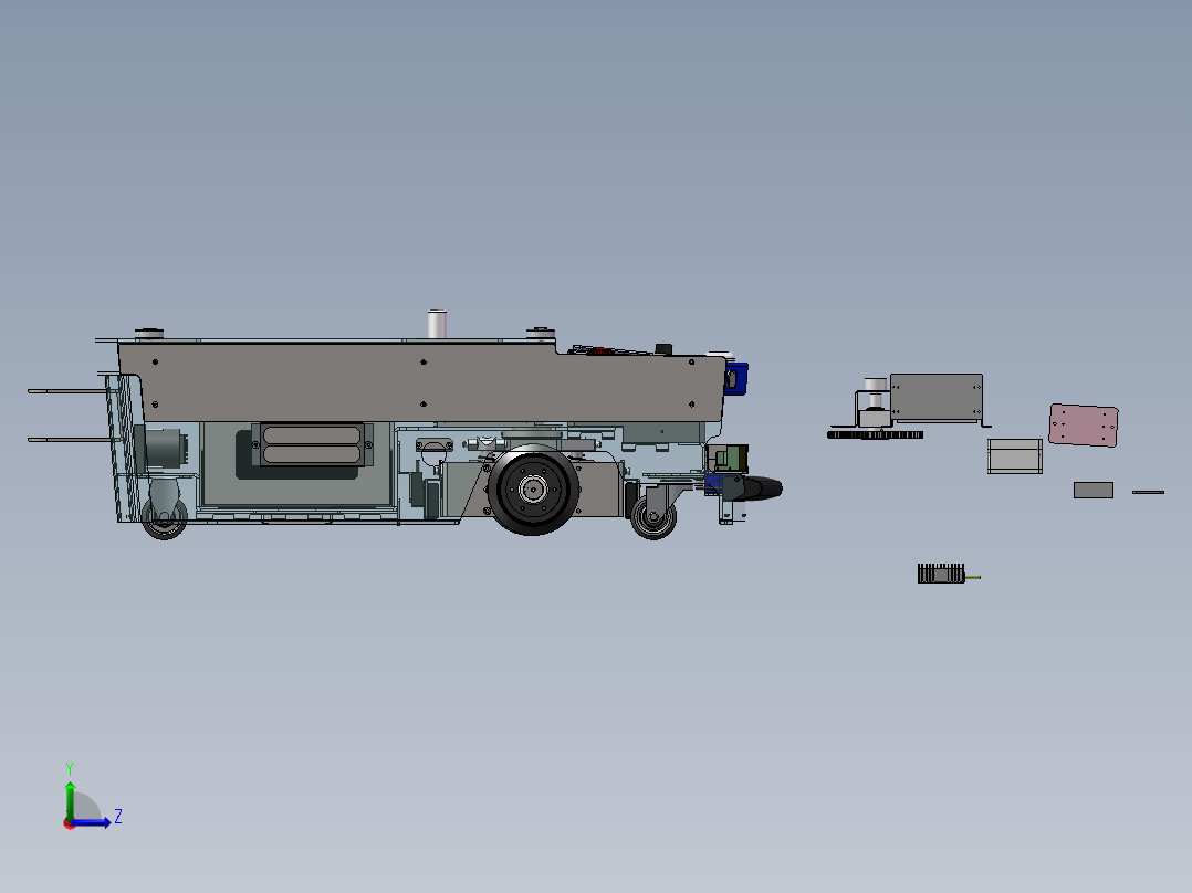详细AGV小车（sw18可编辑+工程图）左视图