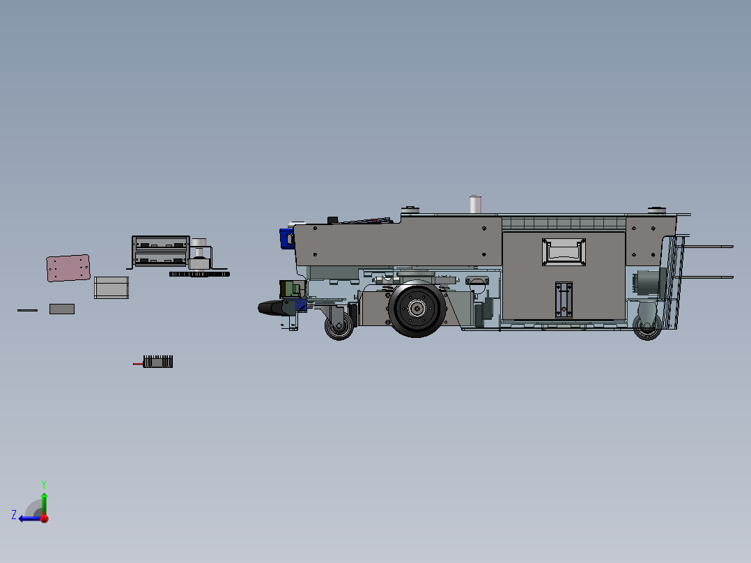 详细AGV小车（sw18可编辑+工程图）右视图