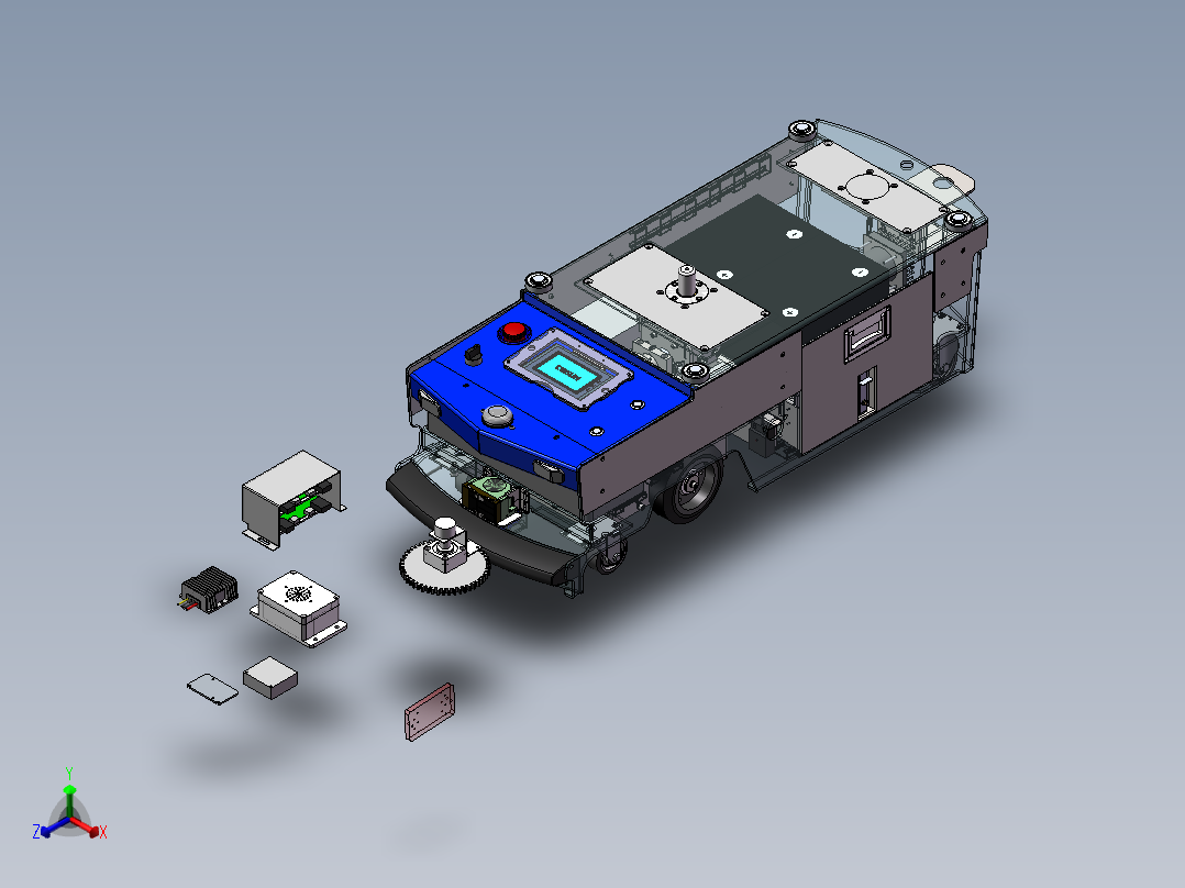 详细AGV小车（sw18可编辑+工程图）正等轴测图