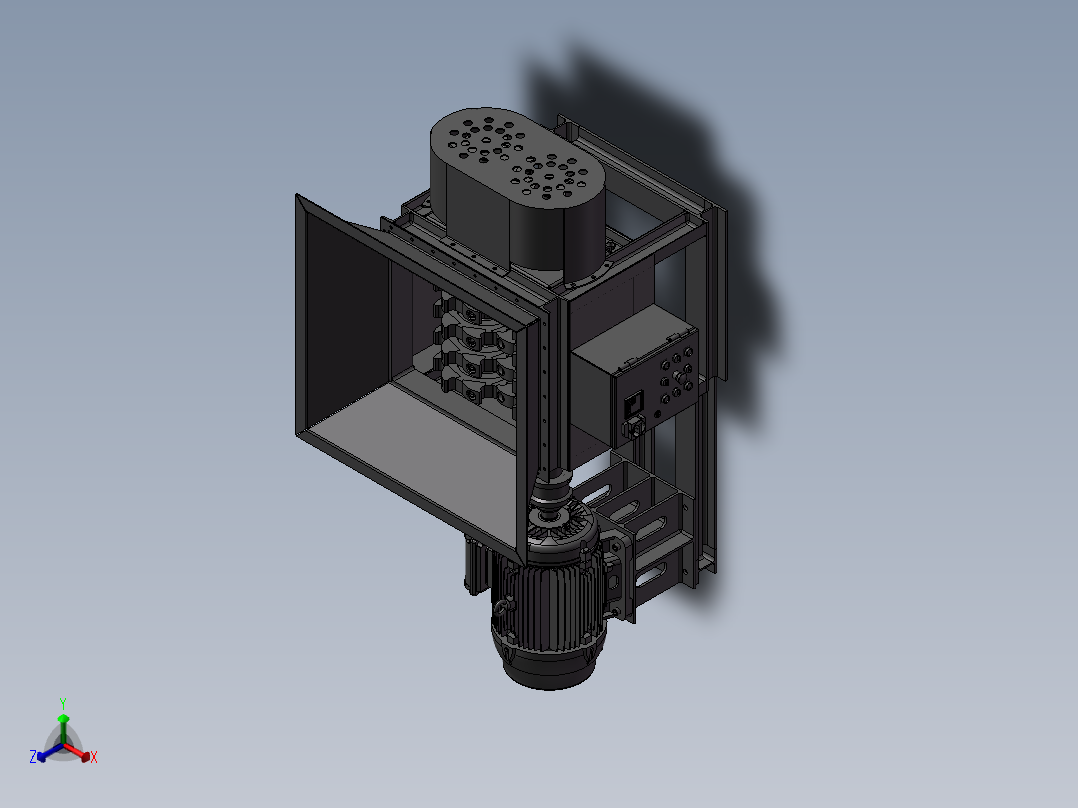 破碎机、木材木料破碎机正等轴测图