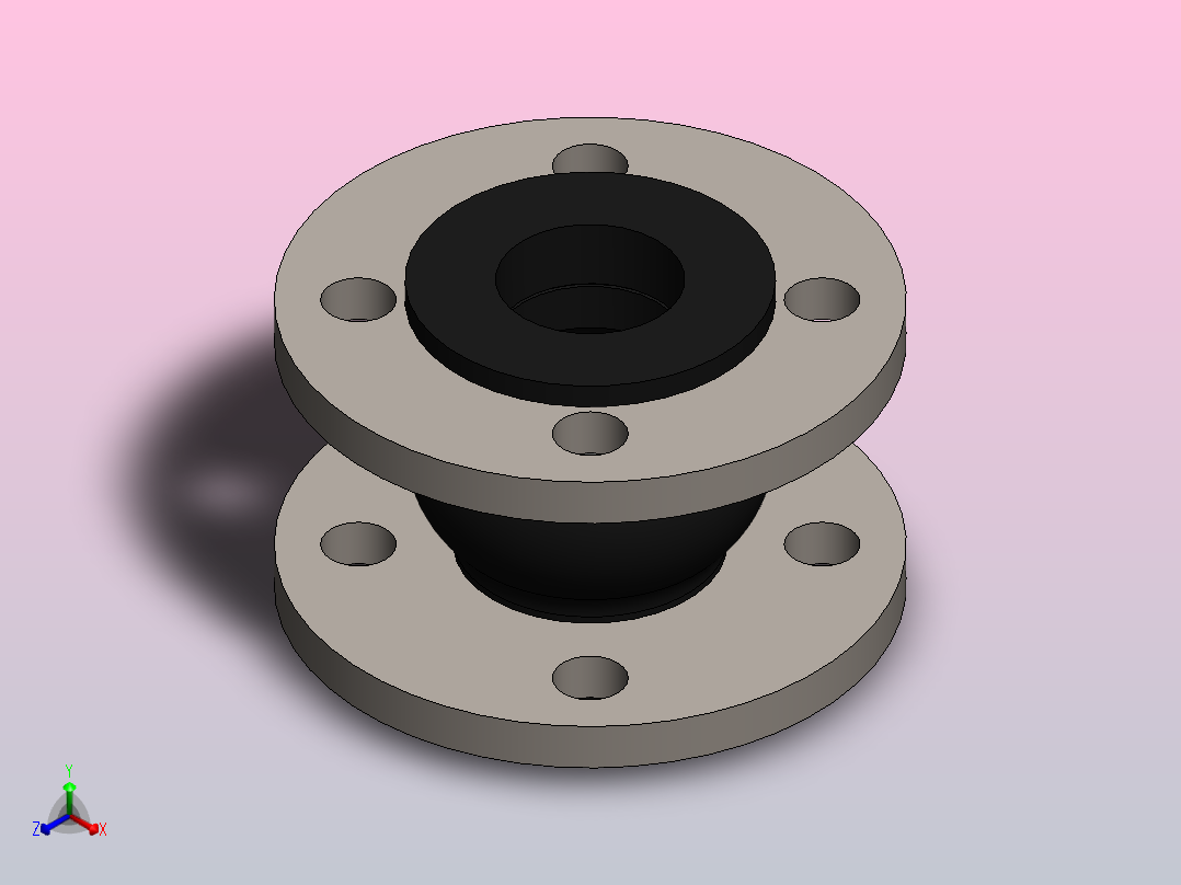 可曲挠体橡胶接头DN40正等轴测图