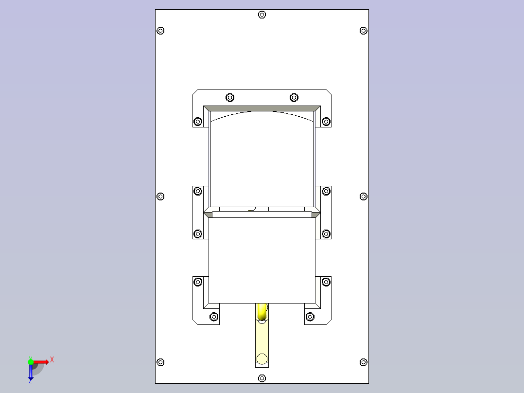 一款料架传送装置三维模型俯视图