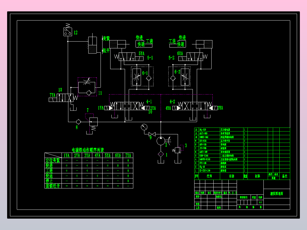 双面铣床液压系统设计（CAD+说明书）