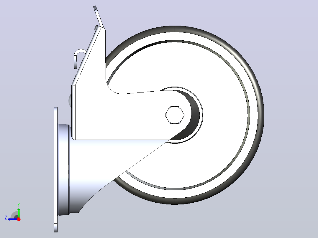 抗静电双制动转向脚轮D200 140×110_抗静电双制动转向脚轮D200 140×110右视图
