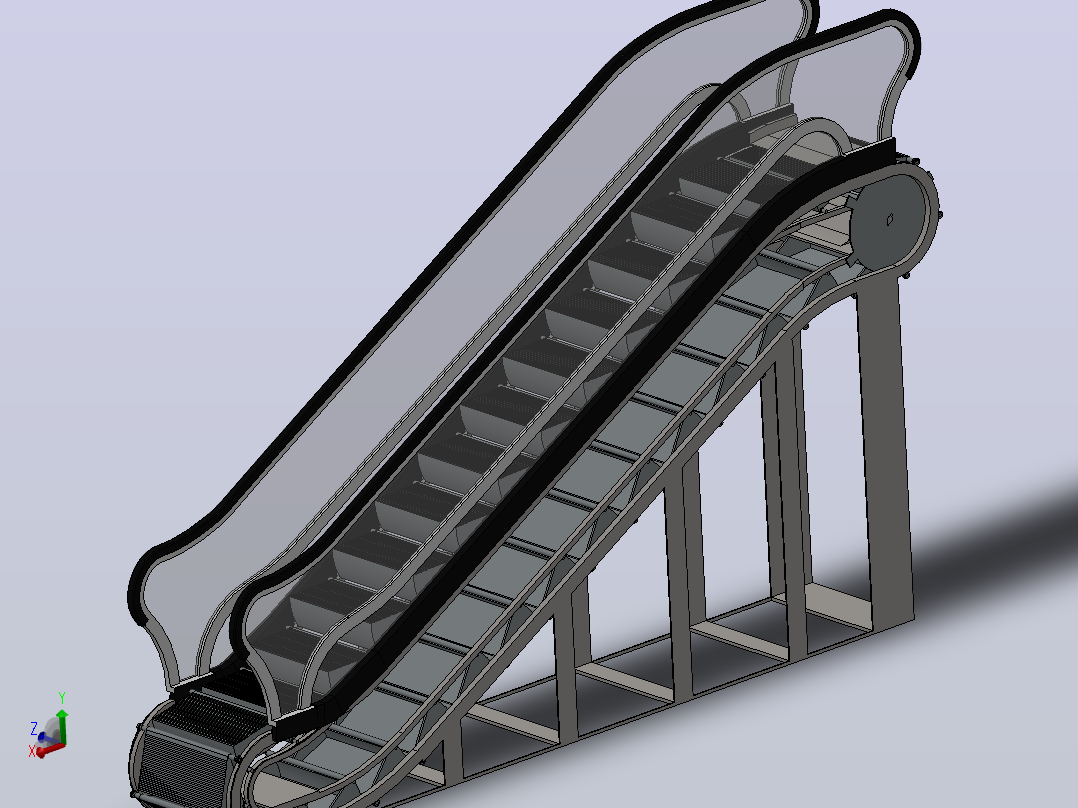 SolidWorks自动扶梯驱动装配和动画主视图