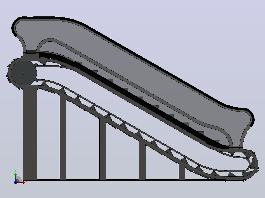 SolidWorks自动扶梯驱动装配和动画前视图
