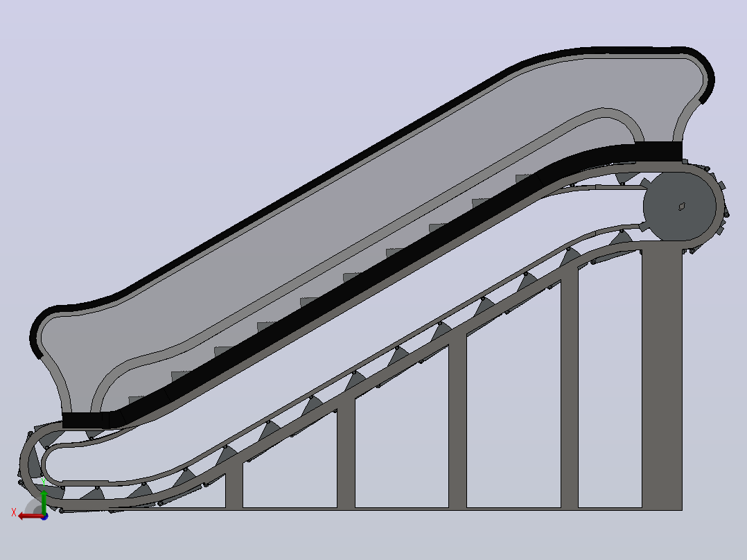 SolidWorks自动扶梯驱动装配和动画后视图