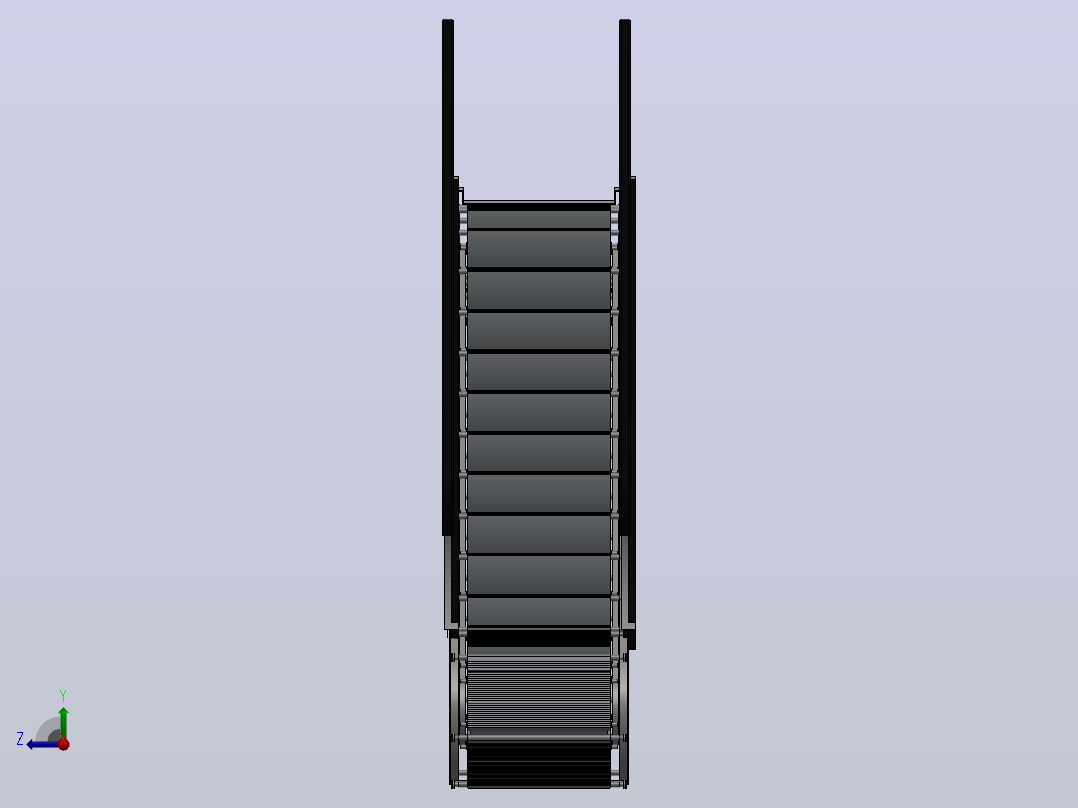 SolidWorks自动扶梯驱动装配和动画右视图