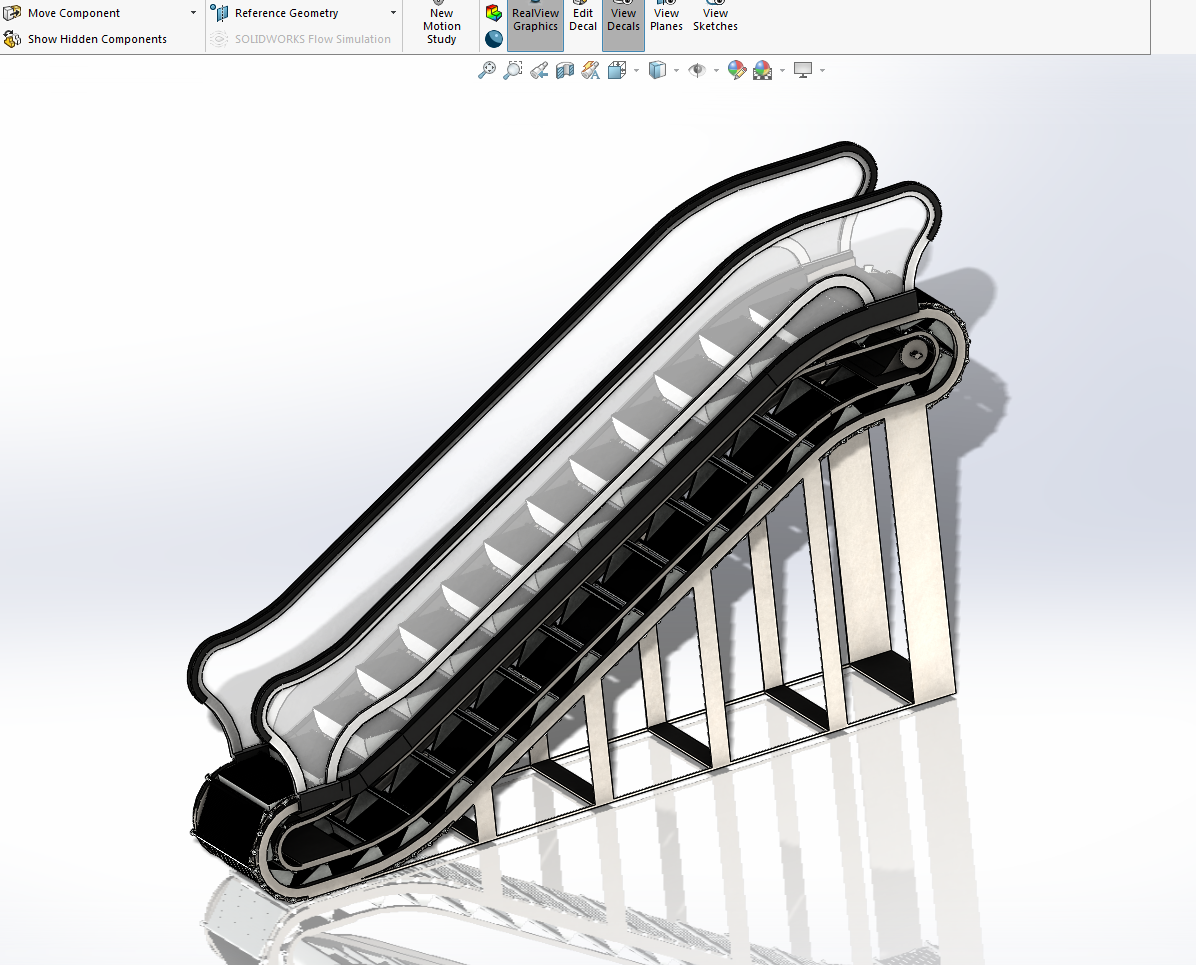 SolidWorks自动扶梯驱动装配和动画