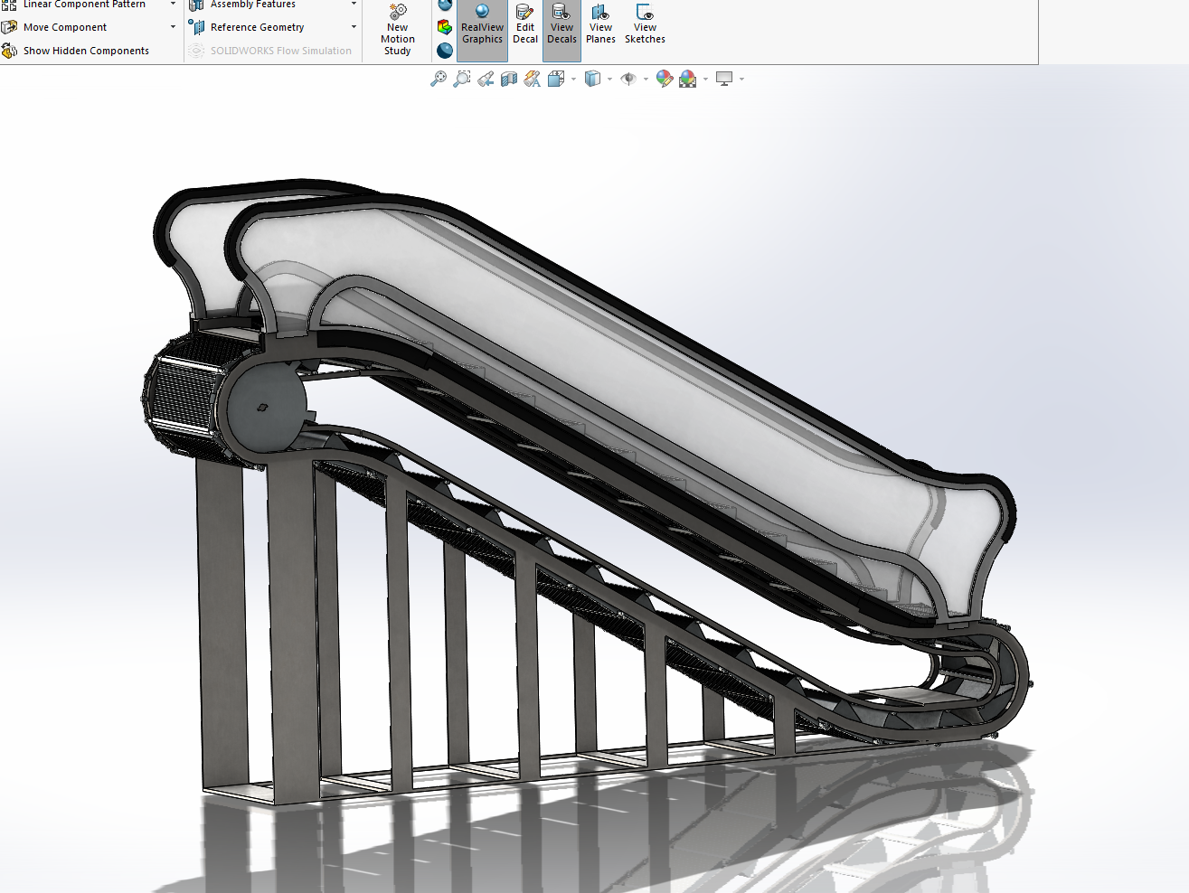 SolidWorks自动扶梯驱动装配和动画