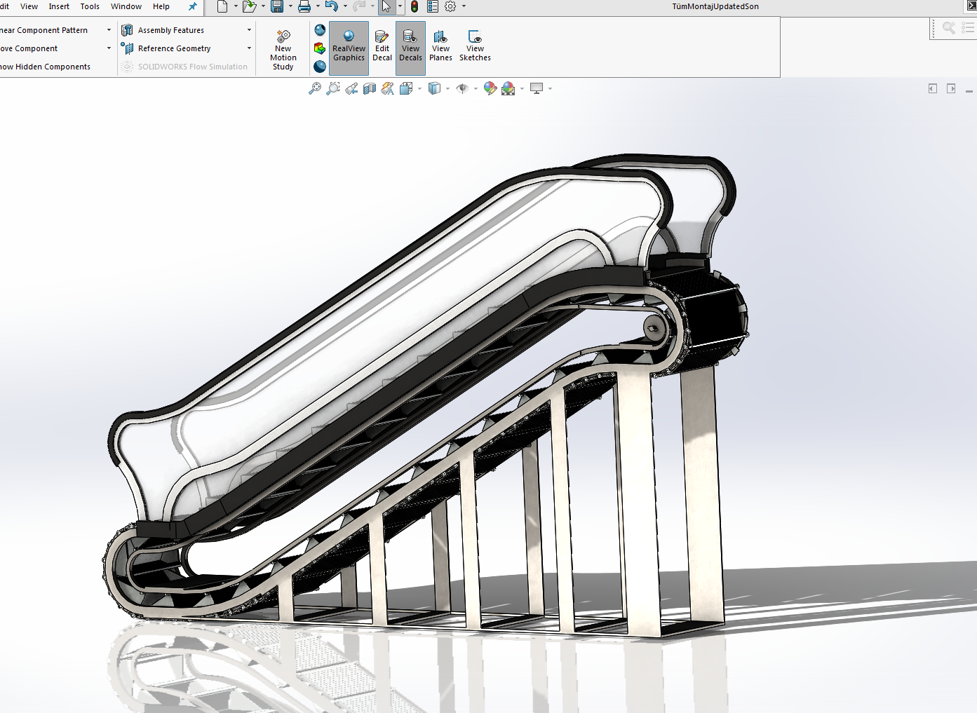 SolidWorks自动扶梯驱动装配和动画
