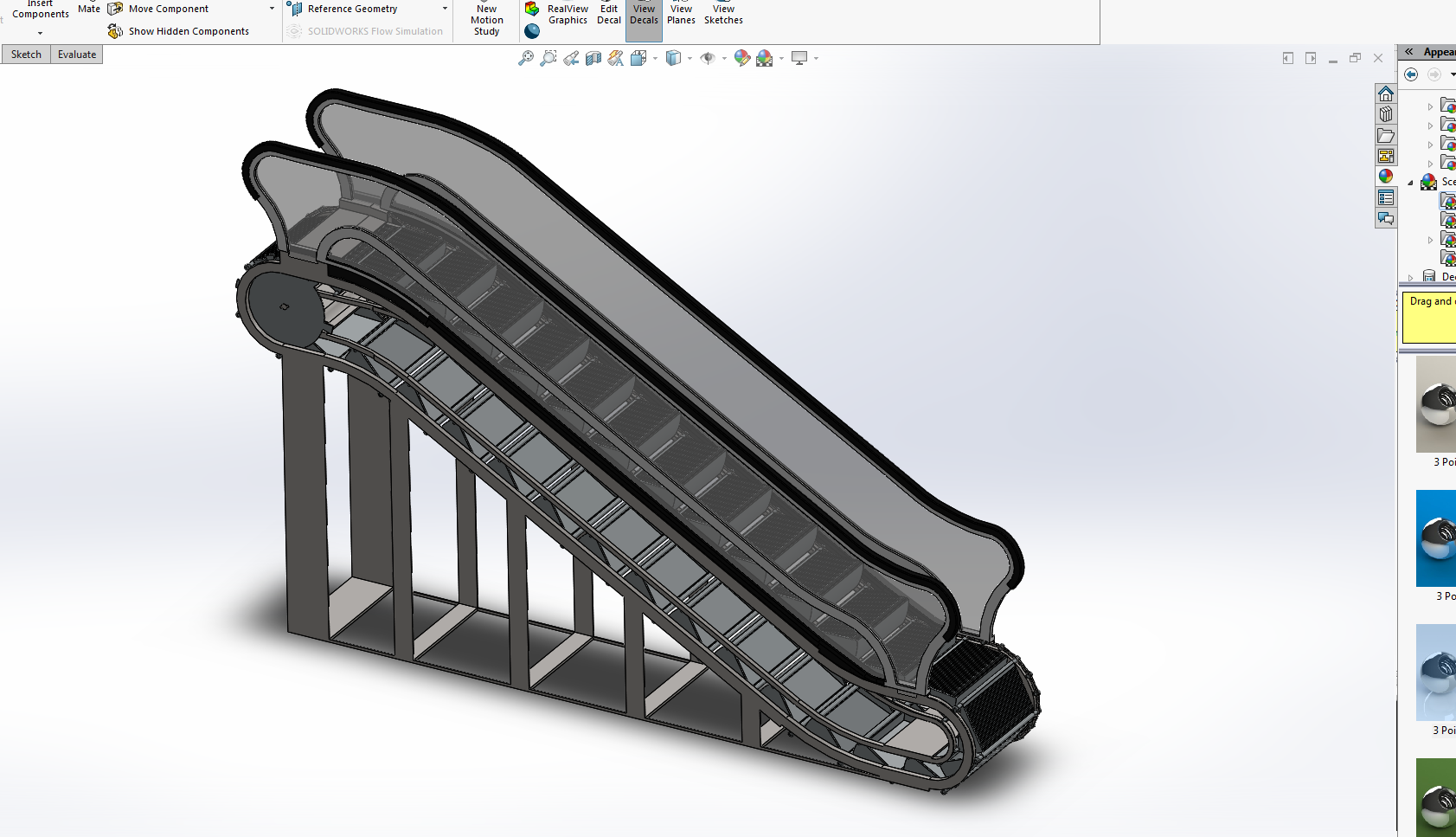 SolidWorks自动扶梯驱动装配和动画