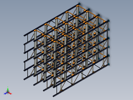 穿梭式托盘货架3D数模图纸+STP格式主视缩略图