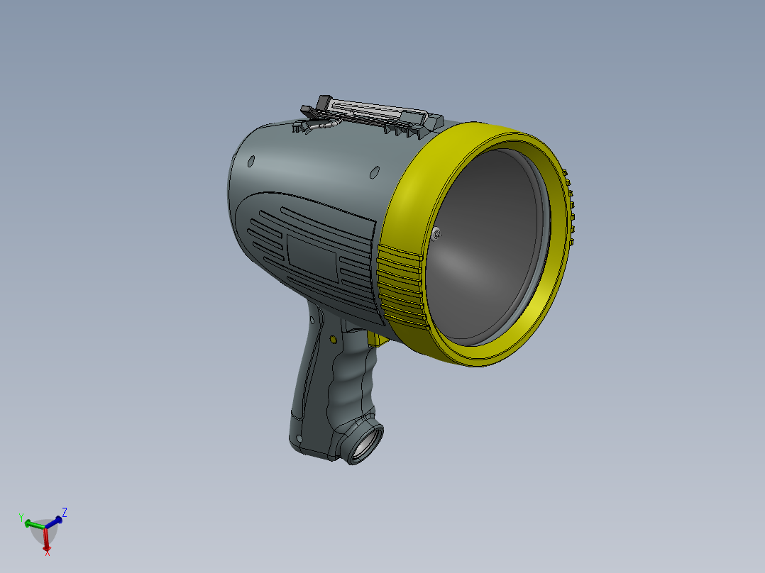 手持聚光灯手电筒模型3D图纸 STEP格式