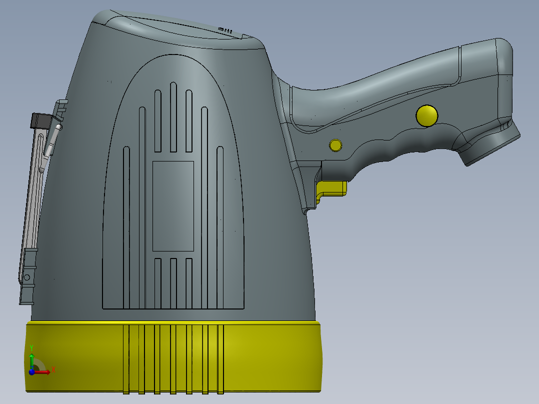 手持聚光灯手电筒模型3D图纸 STEP格式前视图