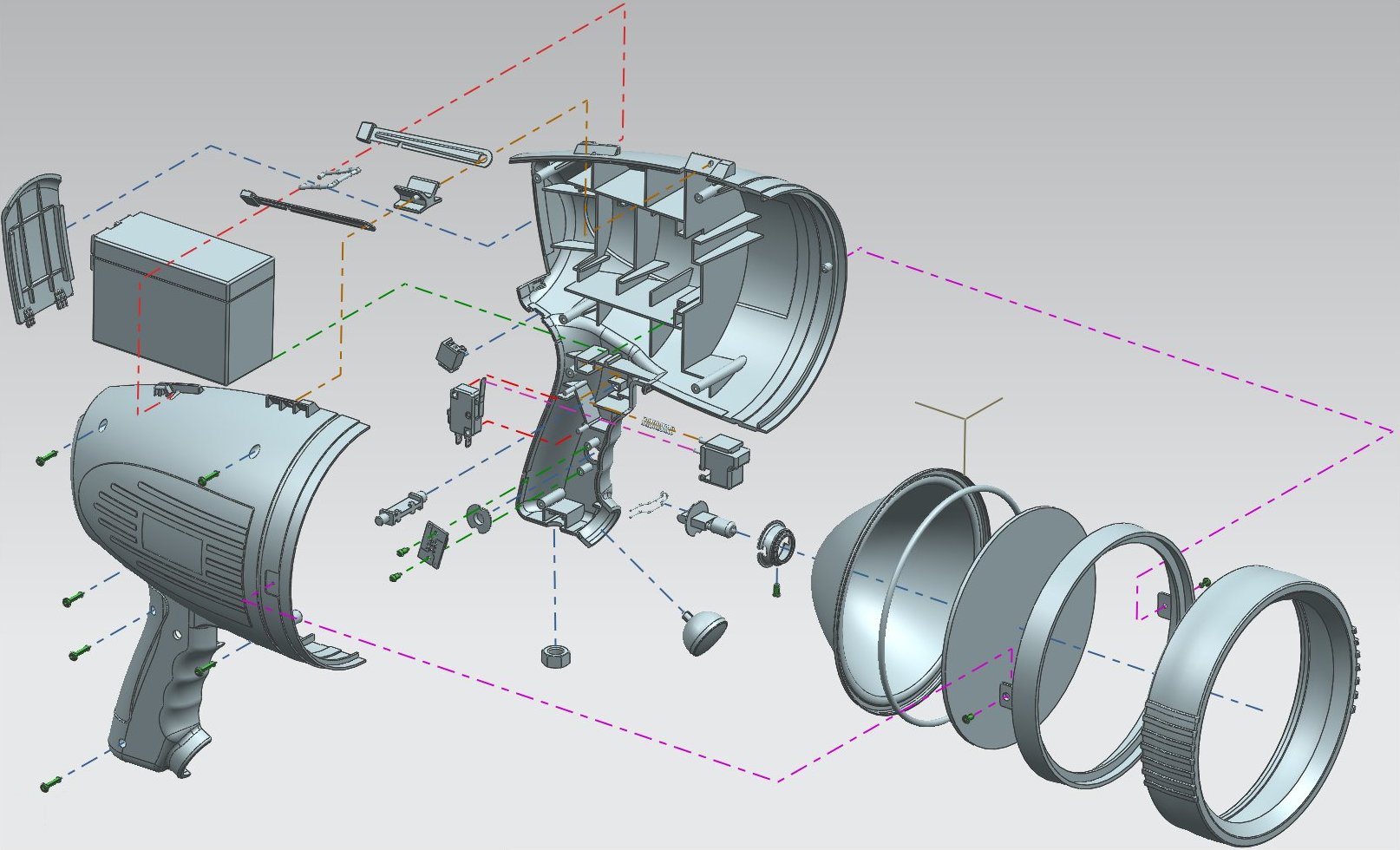 手持聚光灯手电筒模型3D图纸 STEP格式