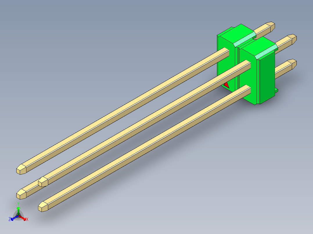 彩色公头100mil（2.54mm）系列-DS1021_green_2x02p_100mil_Type43_rev1.0主视图