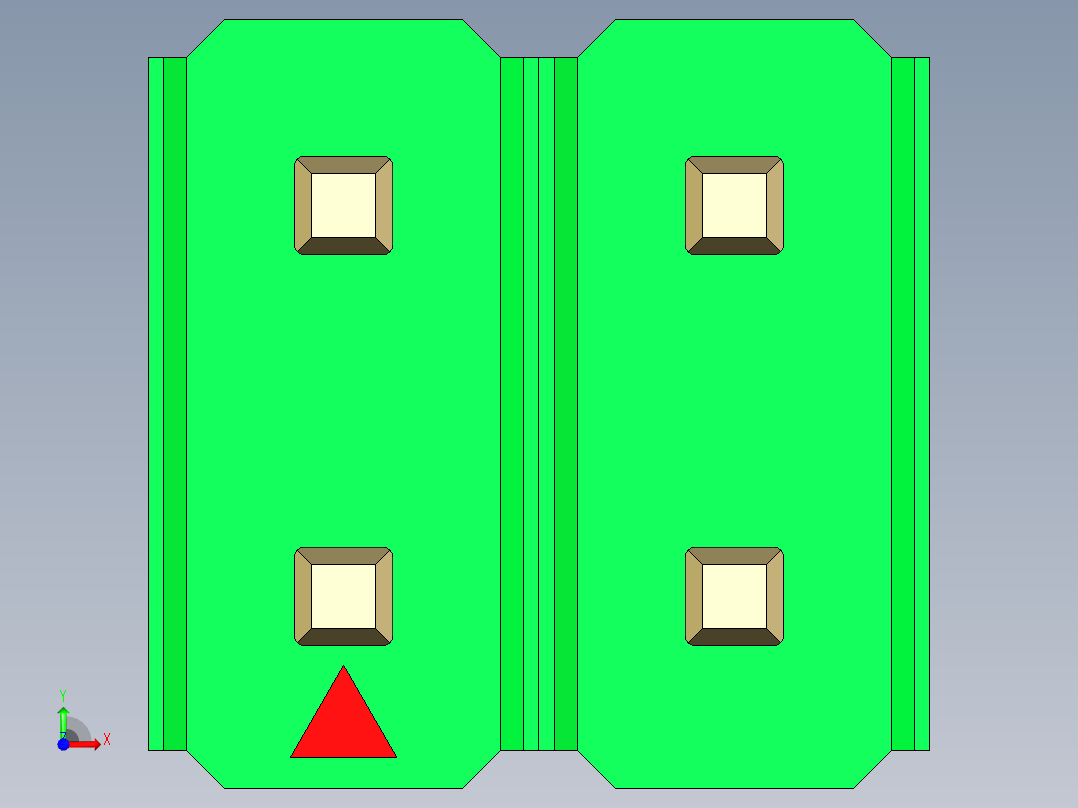 彩色公头100mil（2.54mm）系列-DS1021_green_2x02p_100mil_Type43_rev1.0前视图