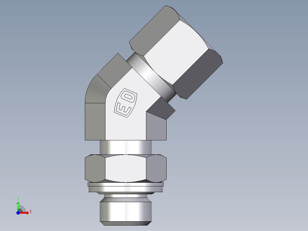 卡套式工业通用硬管接头EO_Adjustable_locknut_45_deg_elbow_VEE10LMCF前视图