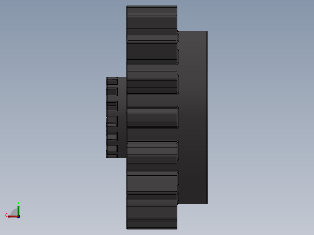 6542 Dark Stone Technic Gear 16 Tooth with Clutch.SLDPRT后视图