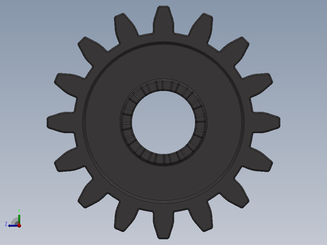 6542 Dark Stone Technic Gear 16 Tooth with Clutch.SLDPRT右视图