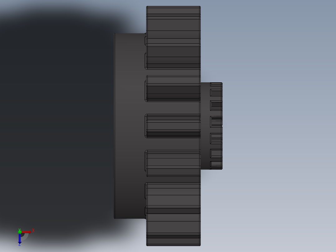 6542 Dark Stone Technic Gear 16 Tooth with Clutch.SLDPRT俯视图