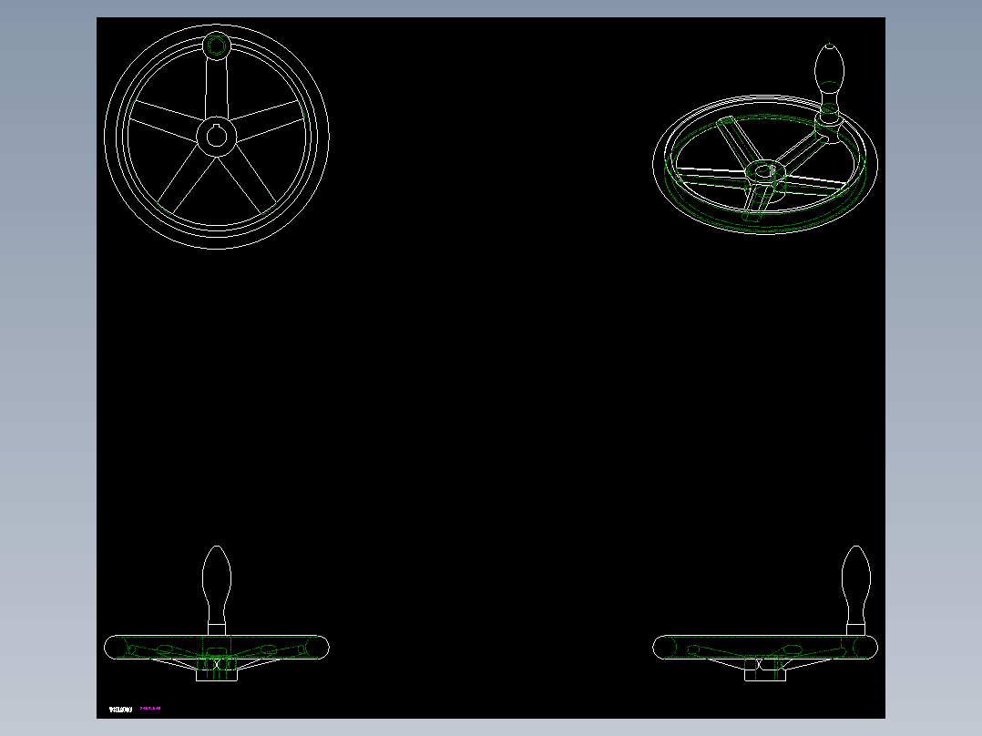 鋁合金手輪(固定把手)2459-2D多系列多零件图纸模型