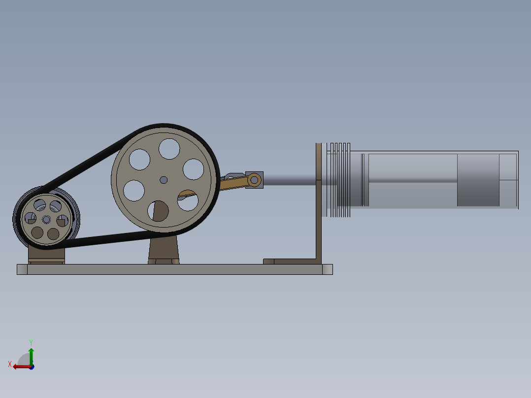 往复直线；往复移动后视图