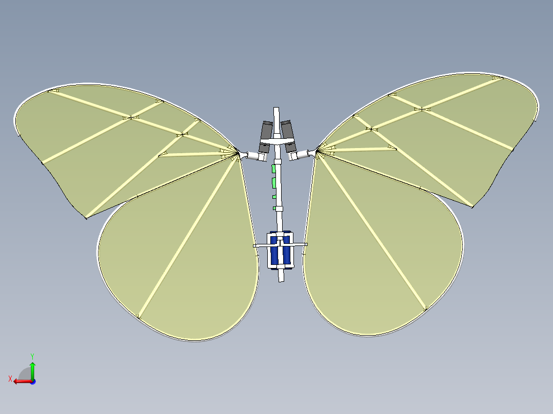 仿生蝴蝶三维模型设计含零件图后视图