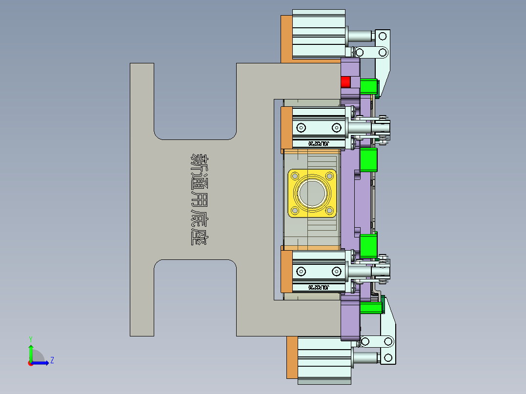 压铸件铣内腔程序模型图左视图
