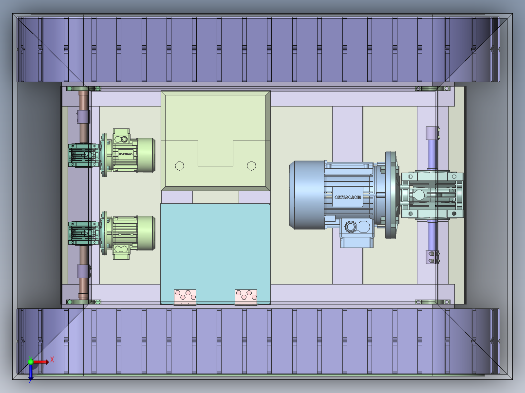 YX-2380 矿山巷道物料运输履带车俯视图