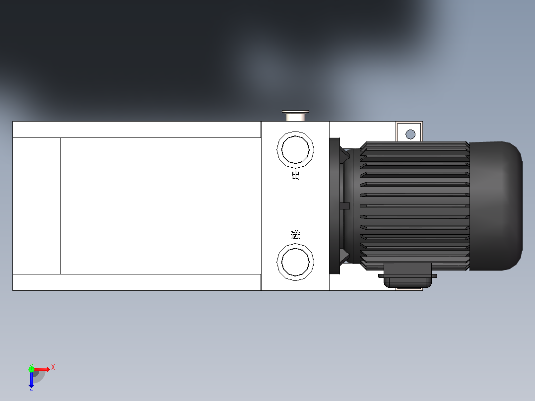 泵、水泵、2XZ-15D直联式旋片真空泵(南光机器)俯视图