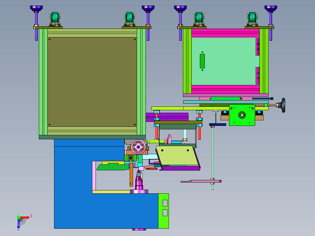 直线电机驱动移印机俯视图