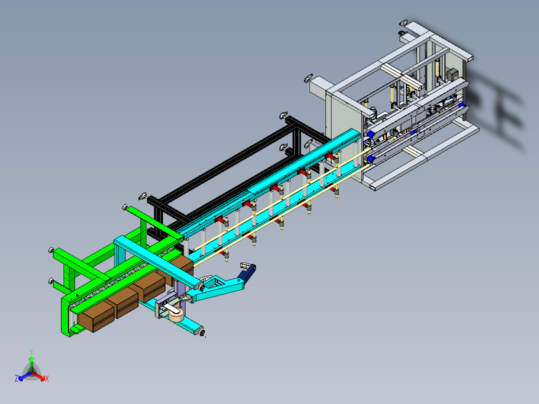 打包封箱生产线设计正等轴测图