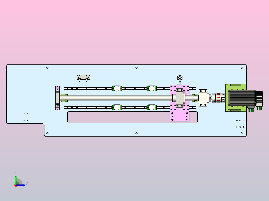 一种托盘单方向驱动机构左视图