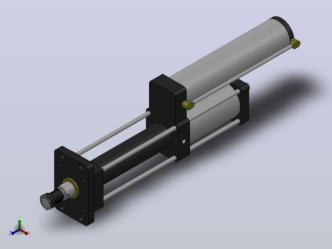 MPT-5T系列标准型[MPT-80-200-10-5T-M2-S1-0°]气压增压缸正等轴测图