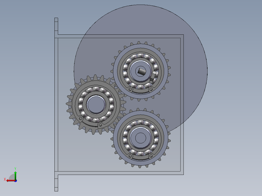 一个小齿轮箱后视图