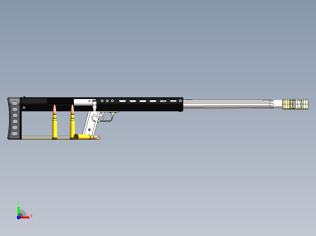 SOLIDWORKS 巴雷特狙击枪前视图