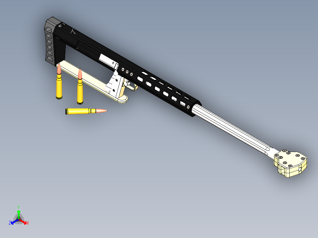 SOLIDWORKS 巴雷特狙击枪正等轴测图