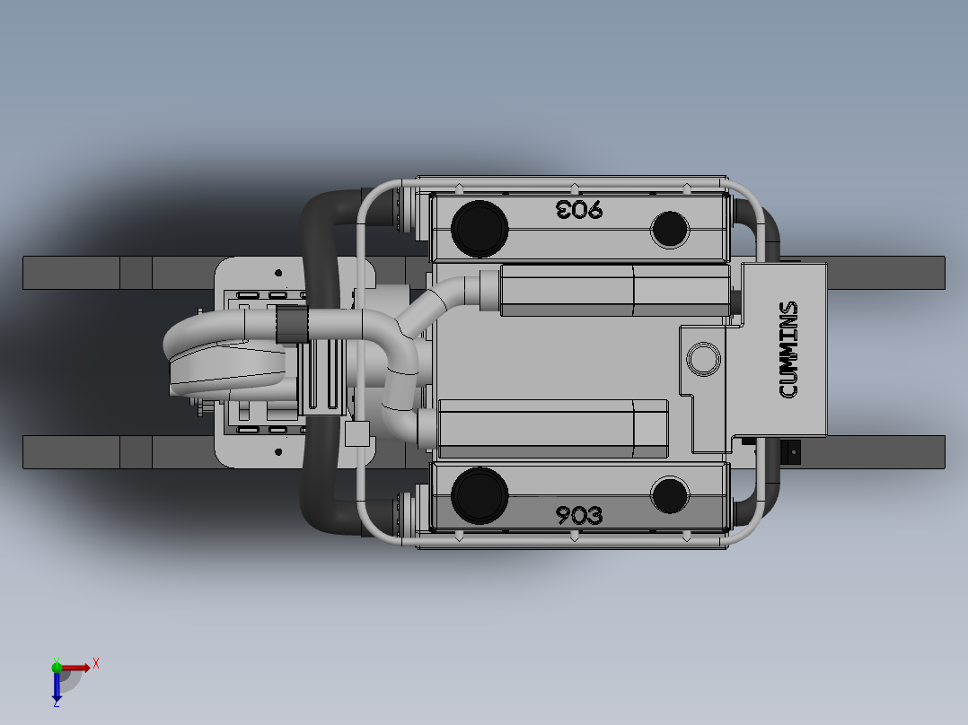 solidworks VTA-903T柴油机俯视图