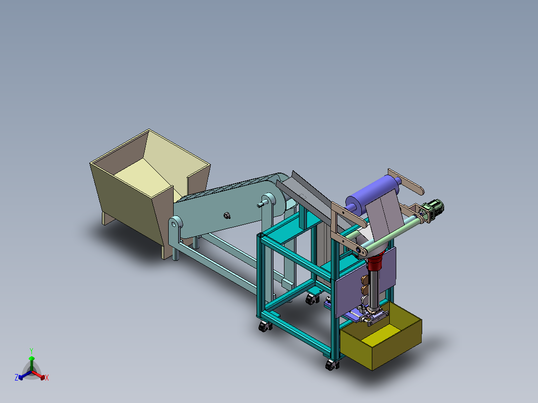 水果自动套袋包装机含三维＋CAD图纸+说明书正等轴测图