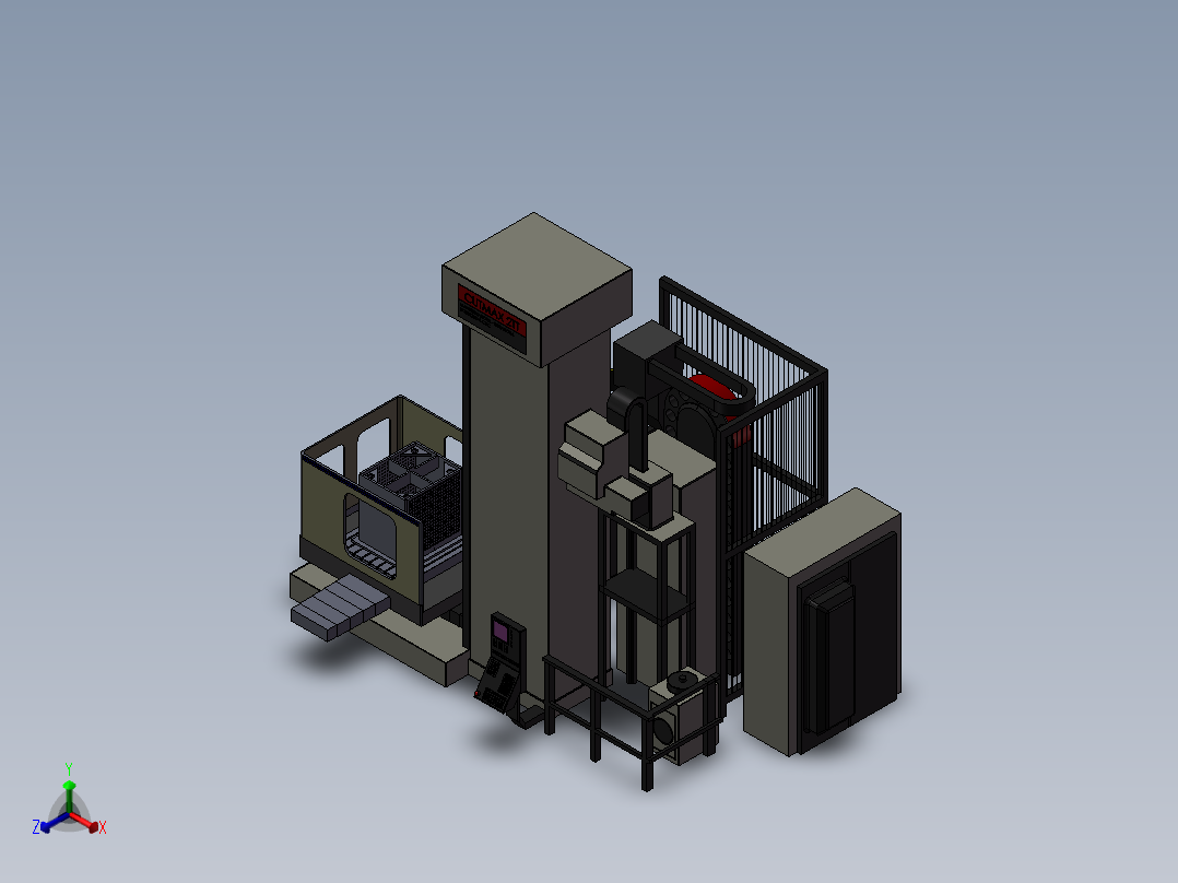 卧式镗床正等轴测图
