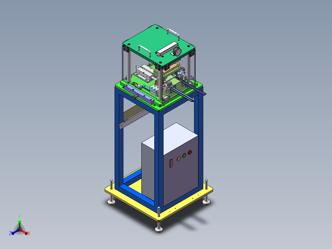 车门密封条分缝条端末冲切机（sw18可编辑+工程图+bom）正等轴测图